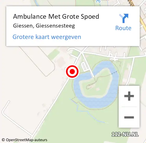 Locatie op kaart van de 112 melding: Ambulance Met Grote Spoed Naar Giessen, Giessensesteeg op 8 november 2015 21:04