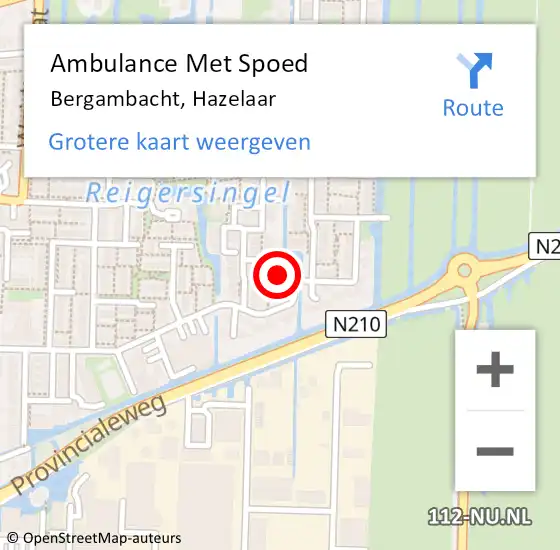 Locatie op kaart van de 112 melding: Ambulance Met Spoed Naar Bergambacht, Hazelaar op 8 november 2015 21:08