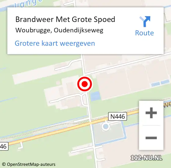 Locatie op kaart van de 112 melding: Brandweer Met Grote Spoed Naar Woubrugge, Oudendijkseweg op 8 november 2015 21:41