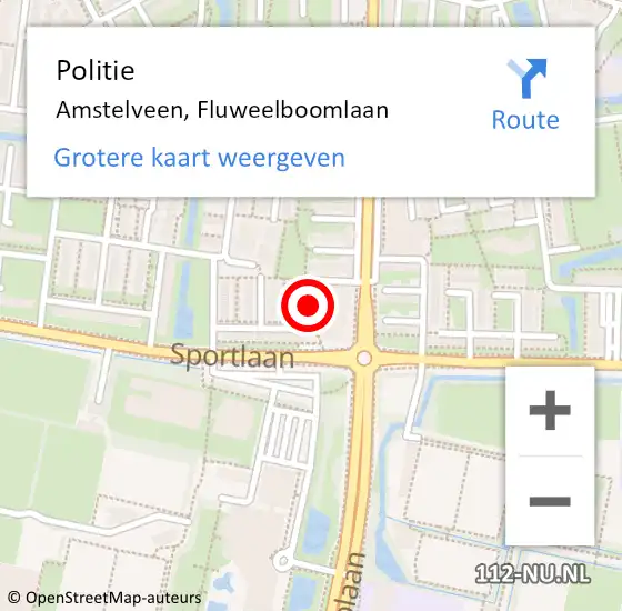 Locatie op kaart van de 112 melding: Politie Amstelveen, Fluweelboomlaan op 26 november 2013 12:04