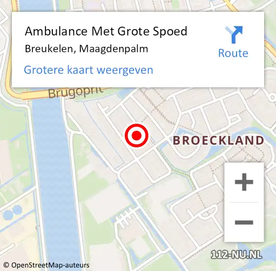 Locatie op kaart van de 112 melding: Ambulance Met Grote Spoed Naar Breukelen, Maagdenpalm op 9 november 2015 00:01