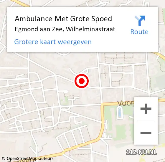 Locatie op kaart van de 112 melding: Ambulance Met Grote Spoed Naar Egmond aan Zee, Wilhelminastraat op 26 november 2013 12:10