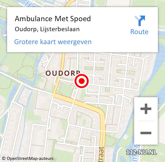 Locatie op kaart van de 112 melding: Ambulance Met Spoed Naar Oudorp, Lijsterbeslaan op 9 november 2015 00:57