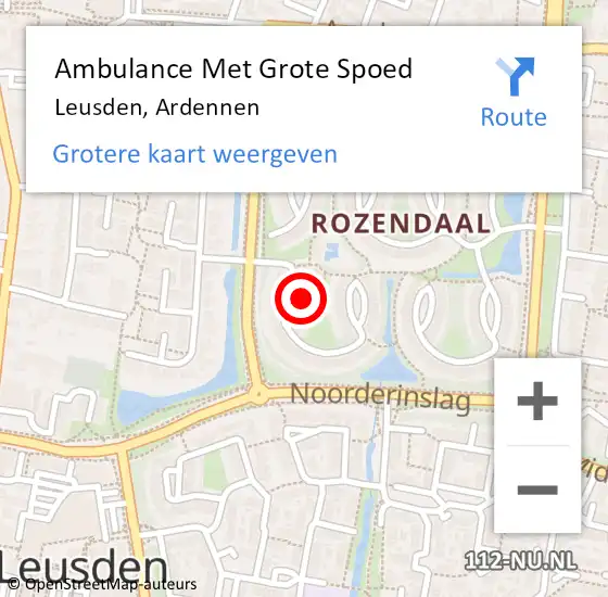 Locatie op kaart van de 112 melding: Ambulance Met Grote Spoed Naar Leusden, Ardennen op 9 november 2015 01:11