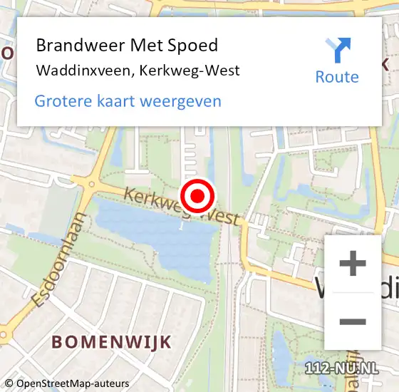 Locatie op kaart van de 112 melding: Brandweer Met Spoed Naar Waddinxveen, Kerkweg-West op 9 november 2015 03:27