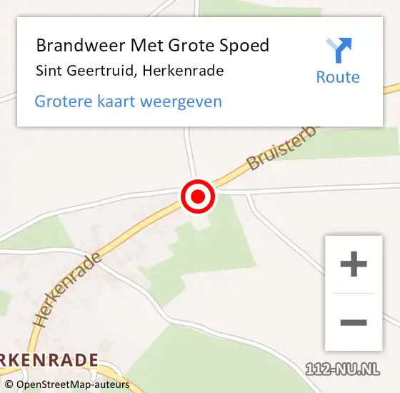 Locatie op kaart van de 112 melding: Brandweer Met Grote Spoed Naar Sint Geertruid, Herkenrade op 9 november 2015 06:57