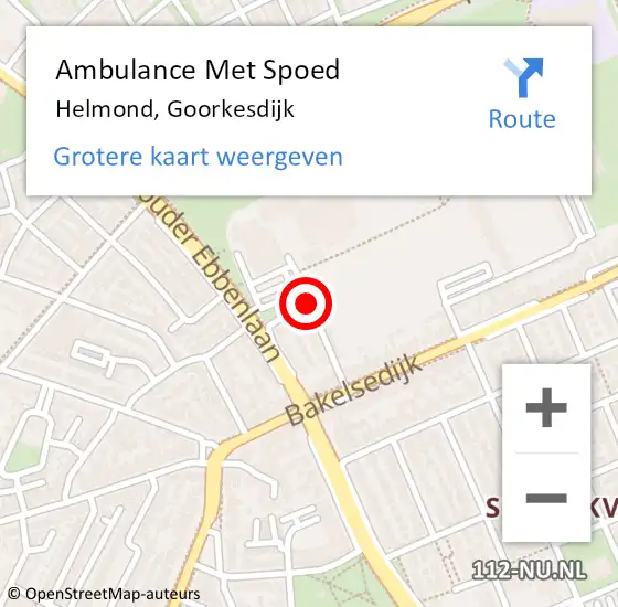 Locatie op kaart van de 112 melding: Ambulance Met Spoed Naar Helmond, Goorkesdijk op 9 november 2015 08:11