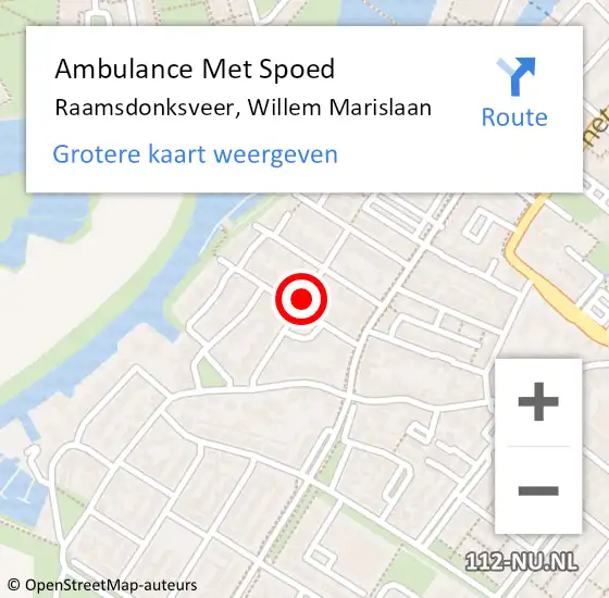 Locatie op kaart van de 112 melding: Ambulance Met Spoed Naar Raamsdonksveer, Willem Marislaan op 9 november 2015 08:33