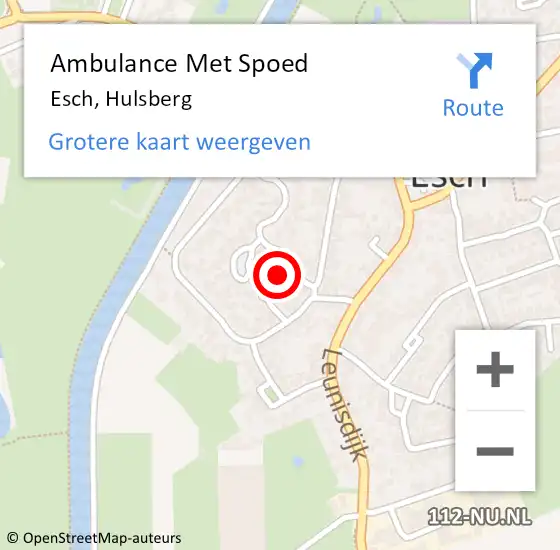 Locatie op kaart van de 112 melding: Ambulance Met Spoed Naar Esch, Hulsberg op 9 november 2015 09:16