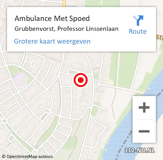 Locatie op kaart van de 112 melding: Ambulance Met Spoed Naar Grubbenvorst, Professor Linssenlaan op 26 november 2013 12:27