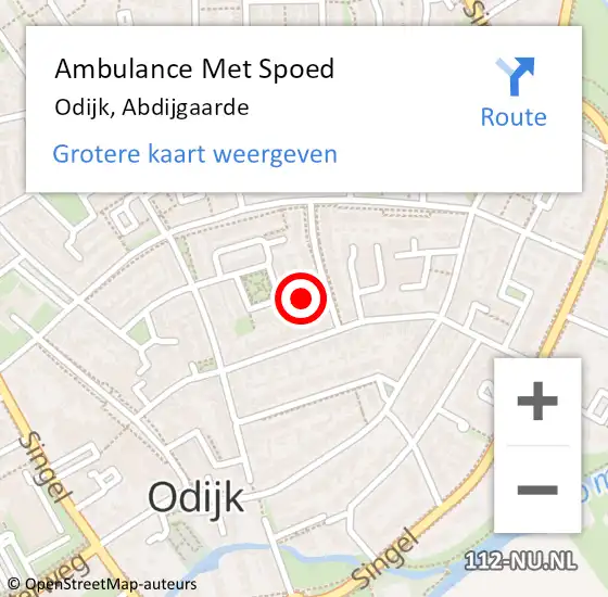 Locatie op kaart van de 112 melding: Ambulance Met Spoed Naar Odijk, Abdijgaarde op 9 november 2015 10:02