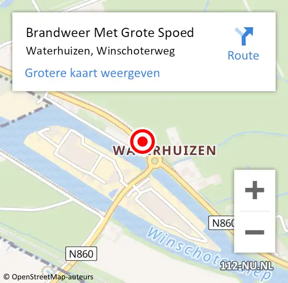 Locatie op kaart van de 112 melding: Brandweer Met Grote Spoed Naar Waterhuizen, Winschoterweg op 26 november 2013 12:32