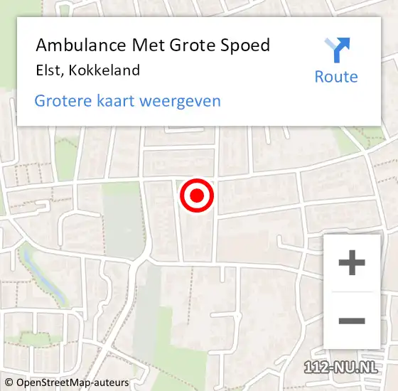 Locatie op kaart van de 112 melding: Ambulance Met Grote Spoed Naar Elst, Kokkeland op 9 november 2015 10:51