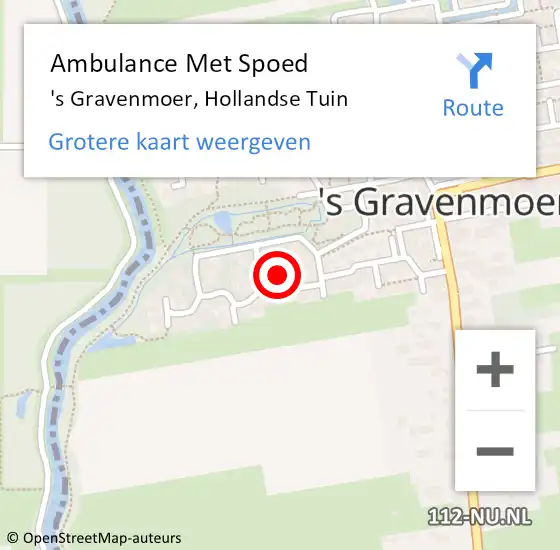 Locatie op kaart van de 112 melding: Ambulance Met Spoed Naar 's Gravenmoer, Hollandse Tuin op 9 november 2015 11:29