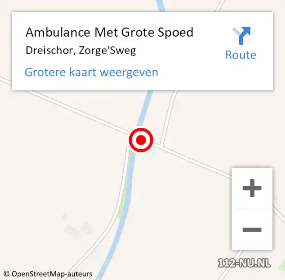 Locatie op kaart van de 112 melding: Ambulance Met Grote Spoed Naar Dreischor, Zorge'Sweg op 26 november 2013 12:41