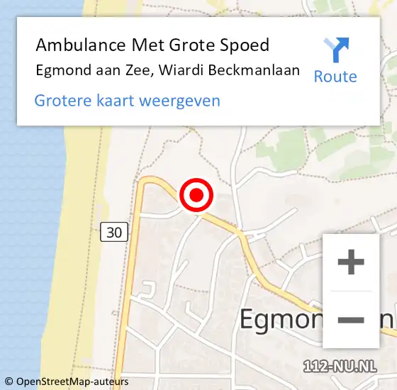 Locatie op kaart van de 112 melding: Ambulance Met Grote Spoed Naar Egmond aan Zee, Wiardi Beckmanlaan op 9 november 2015 11:45