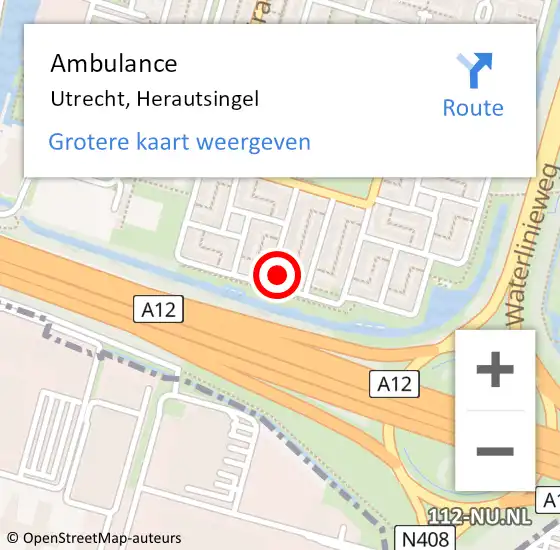 Locatie op kaart van de 112 melding: Ambulance Utrecht, Herautsingel op 9 november 2015 12:15