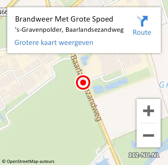 Locatie op kaart van de 112 melding: Brandweer Met Grote Spoed Naar 's-Gravenpolder, Baarlandsezandweg op 9 november 2015 12:21