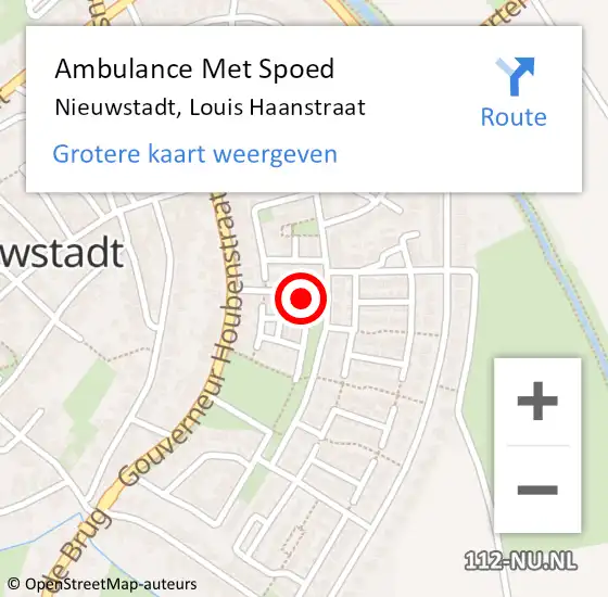Locatie op kaart van de 112 melding: Ambulance Met Spoed Naar Nieuwstadt, Louis Haanstraat op 9 november 2015 13:01