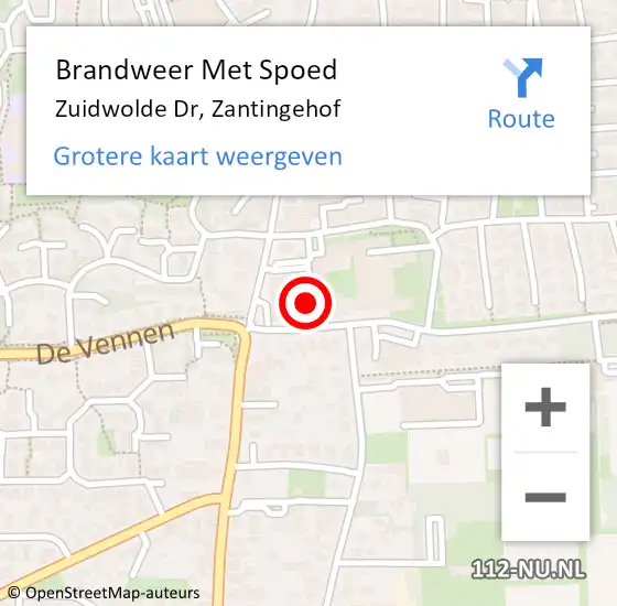 Locatie op kaart van de 112 melding: Brandweer Met Spoed Naar Zuidwolde Dr, Zantingehof op 9 november 2015 13:15