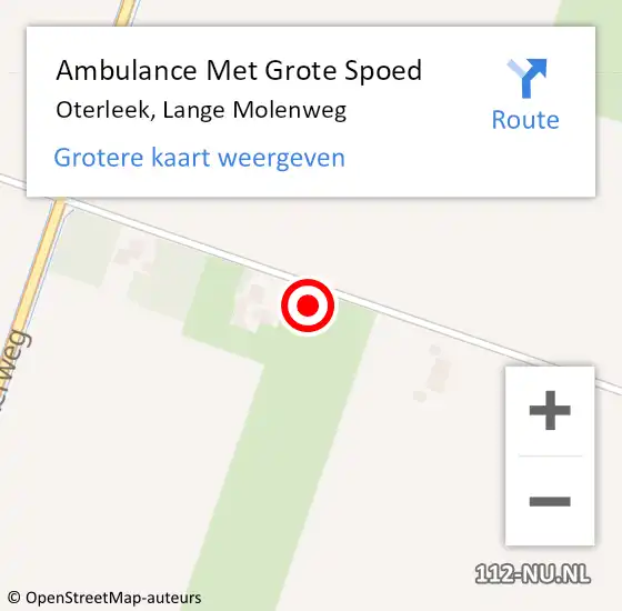 Locatie op kaart van de 112 melding: Ambulance Met Grote Spoed Naar Oterleek, Lange Molenweg op 9 november 2015 13:27