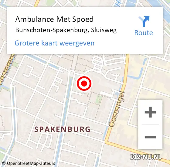 Locatie op kaart van de 112 melding: Ambulance Met Spoed Naar Bunschoten-Spakenburg, Sluisweg op 9 november 2015 13:36