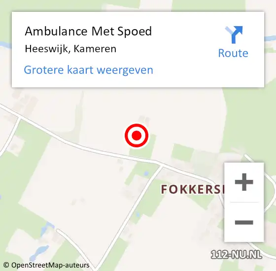 Locatie op kaart van de 112 melding: Ambulance Met Spoed Naar Heeswijk, Kameren op 9 november 2015 13:42