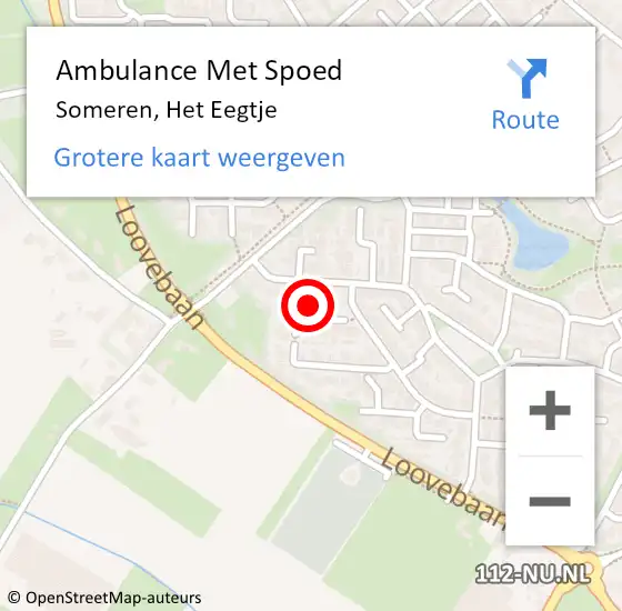 Locatie op kaart van de 112 melding: Ambulance Met Spoed Naar Someren, Het Eegtje op 9 november 2015 14:19