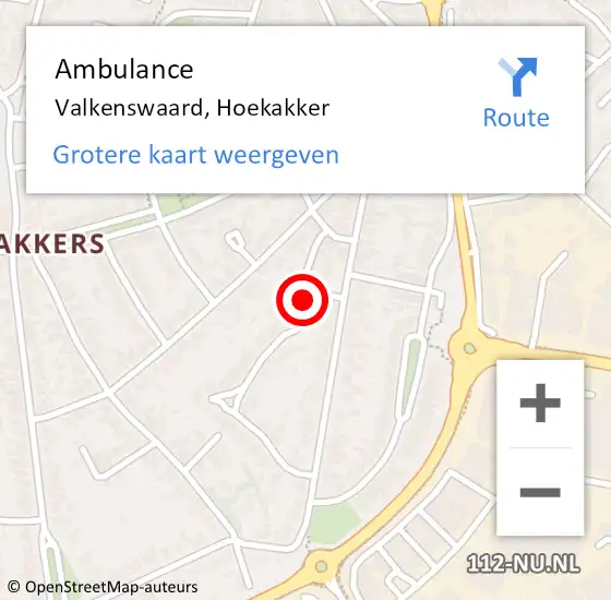 Locatie op kaart van de 112 melding: Ambulance Valkenswaard, Hoekakker op 9 november 2015 15:12