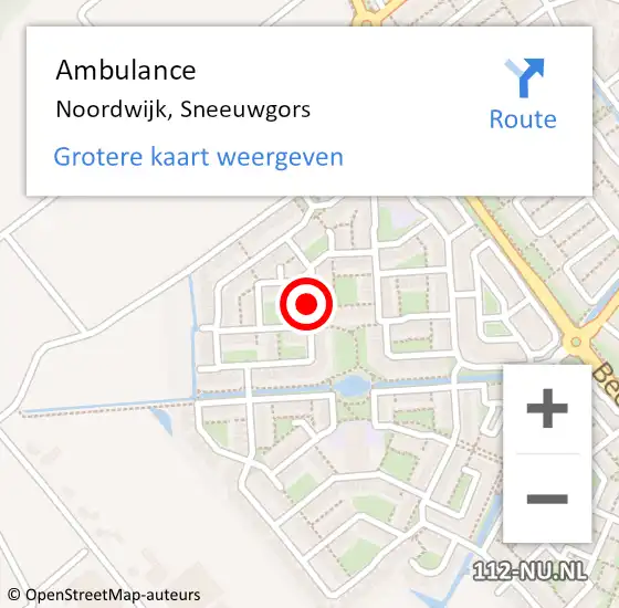 Locatie op kaart van de 112 melding: Ambulance Noordwijk, Sneeuwgors op 9 november 2015 15:12