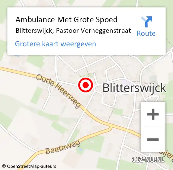 Locatie op kaart van de 112 melding: Ambulance Met Grote Spoed Naar Blitterswijck, Pastoor Verheggenstraat op 9 november 2015 16:31