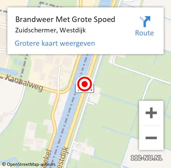 Locatie op kaart van de 112 melding: Brandweer Met Grote Spoed Naar Zuidschermer, Westdijk op 9 november 2015 16:46