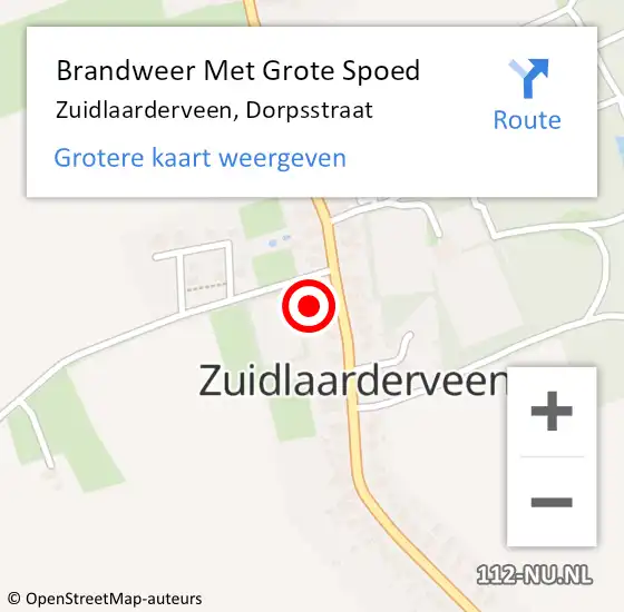 Locatie op kaart van de 112 melding: Brandweer Met Grote Spoed Naar Zuidlaarderveen, Dorpsstraat op 26 november 2013 13:26