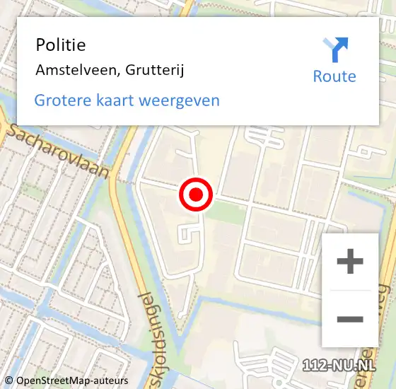 Locatie op kaart van de 112 melding: Politie Amstelveen, Grutterij op 9 november 2015 18:22