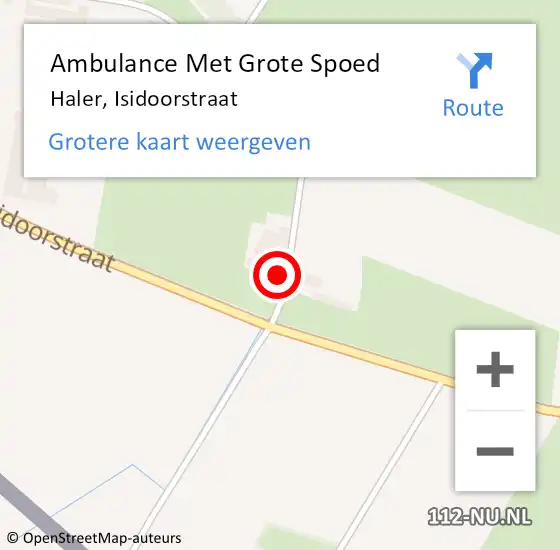 Locatie op kaart van de 112 melding: Ambulance Met Grote Spoed Naar Haler, Isidoorstraat op 26 november 2013 13:27