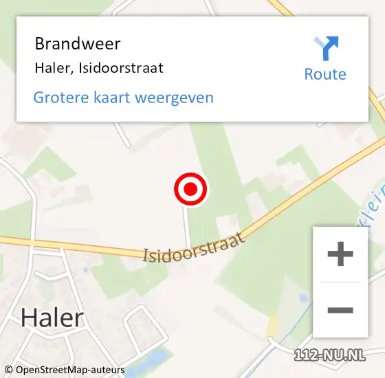 Locatie op kaart van de 112 melding: Brandweer Haler, Isidoorstraat op 26 november 2013 13:28