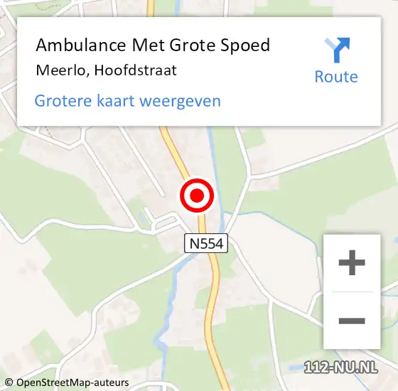 Locatie op kaart van de 112 melding: Ambulance Met Grote Spoed Naar Meerlo, Hoofdstraat op 9 november 2015 19:52