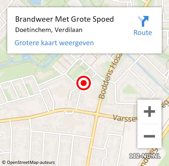 Locatie op kaart van de 112 melding: Brandweer Met Grote Spoed Naar Doetinchem, Verdilaan op 9 november 2015 19:54