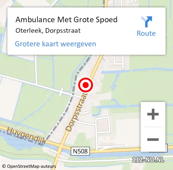 Locatie op kaart van de 112 melding: Ambulance Met Grote Spoed Naar Oterleek, Dorpsstraat op 9 november 2015 19:59