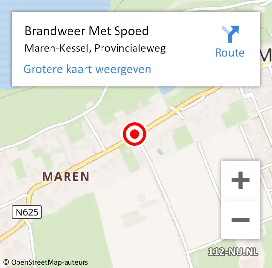 Locatie op kaart van de 112 melding: Brandweer Met Spoed Naar Maren-Kessel, Provincialeweg op 9 november 2015 20:18