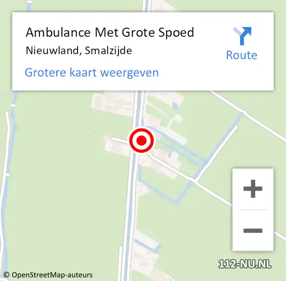 Locatie op kaart van de 112 melding: Ambulance Met Grote Spoed Naar Nieuwland, Smalzijde op 9 november 2015 20:31