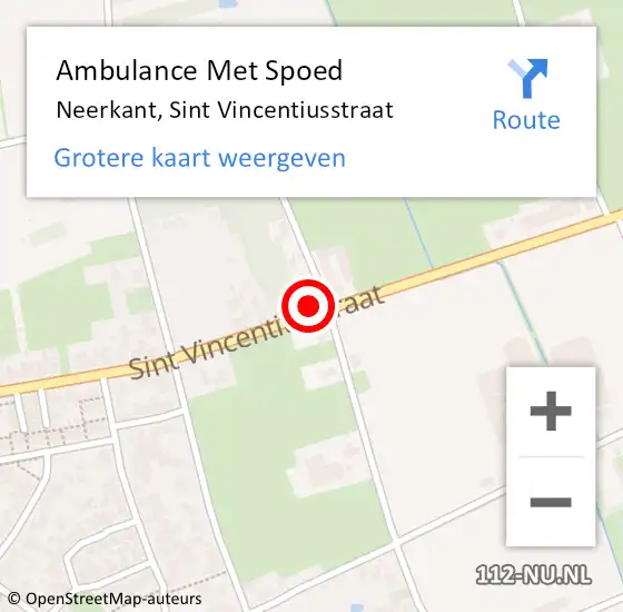 Locatie op kaart van de 112 melding: Ambulance Met Spoed Naar Neerkant, Sint Vincentiusstraat op 9 november 2015 21:40