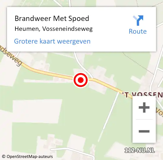 Locatie op kaart van de 112 melding: Brandweer Met Spoed Naar Heumen, Vosseneindseweg op 9 november 2015 22:13