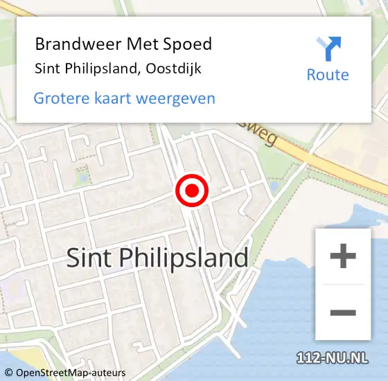 Locatie op kaart van de 112 melding: Brandweer Met Spoed Naar Sint Philipsland, Oostdijk op 9 november 2015 22:37