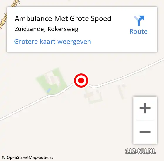 Locatie op kaart van de 112 melding: Ambulance Met Grote Spoed Naar Zuidzande, Kokersweg op 26 november 2013 13:43