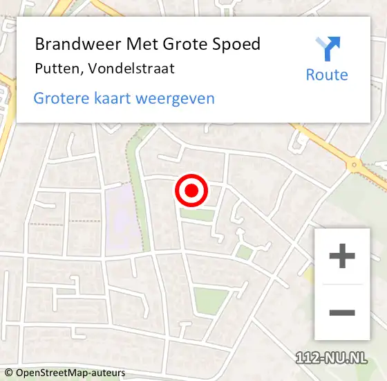 Locatie op kaart van de 112 melding: Brandweer Met Grote Spoed Naar Putten, Vondelstraat op 26 november 2013 13:47