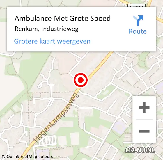 Locatie op kaart van de 112 melding: Ambulance Met Grote Spoed Naar Renkum, Industrieweg op 10 november 2015 03:59