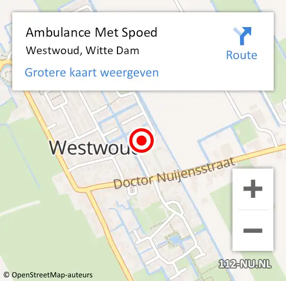 Locatie op kaart van de 112 melding: Ambulance Met Spoed Naar Westwoud, Witte Dam op 10 november 2015 06:30