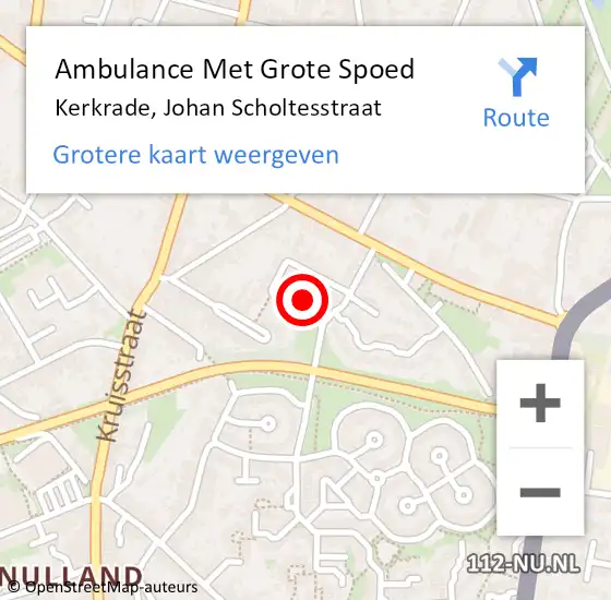 Locatie op kaart van de 112 melding: Ambulance Met Grote Spoed Naar Kerkrade, Johan Scholtesstraat op 13 september 2013 23:46