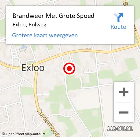 Locatie op kaart van de 112 melding: Brandweer Met Grote Spoed Naar Exloo, Polweg op 10 november 2015 08:12